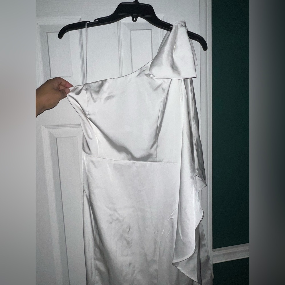 White Satin Maxi Dress with bow